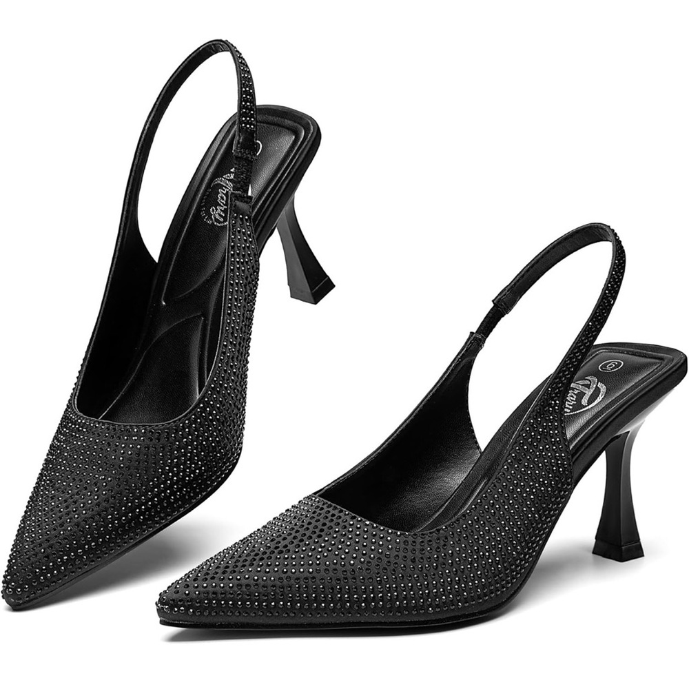 Rhinestones sling back heels